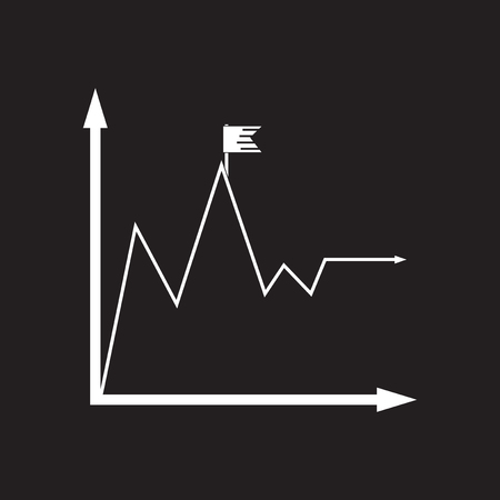 Flat icon in black and white economic graphのイラスト素材