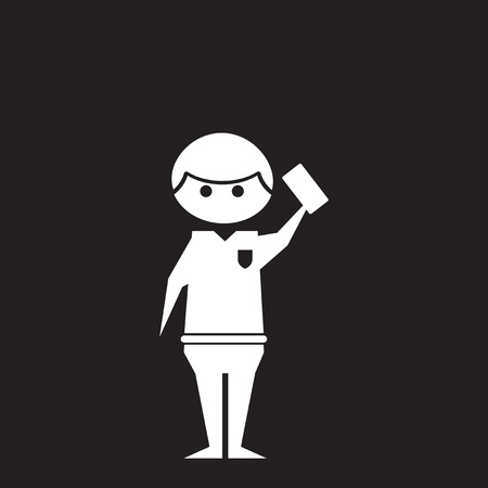 Flat icon in black and white refereeのイラスト素材