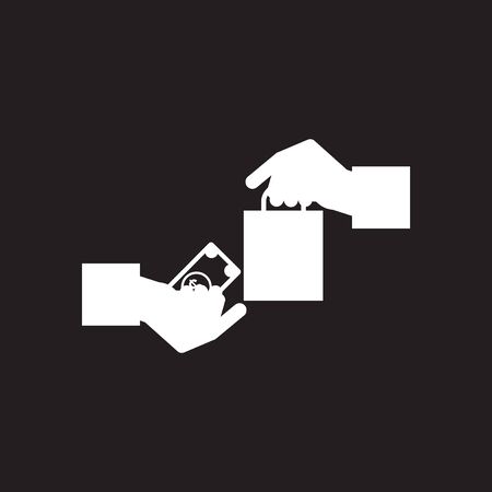 Flat icon in black and white hand money bagのイラスト素材
