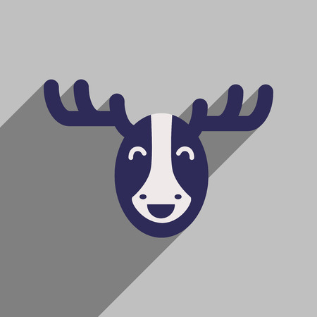 flat icon with long shadow Canadian mooseのイラスト素材