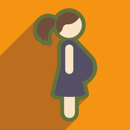 flat icon with long shadow pregnant Girlのイラスト素材