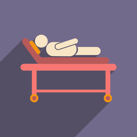 Modern flat icon with long shadow patient in hospital bedのイラスト素材