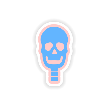 paper sticker on white background human skullのイラスト素材