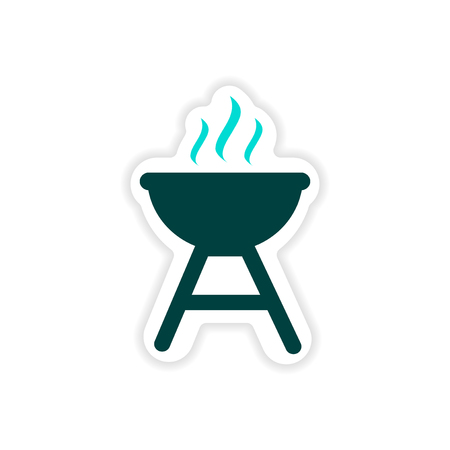paper sticker American BBQ on white backgroundのイラスト素材