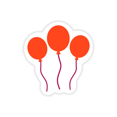 stylish paper sticker on white background balloonsのイラスト素材