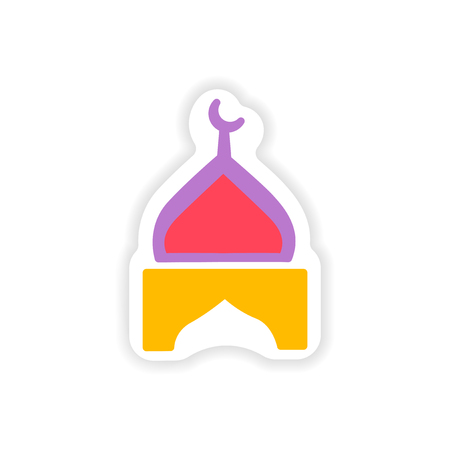 paper sticker Indian temple on white backgroundのイラスト素材
