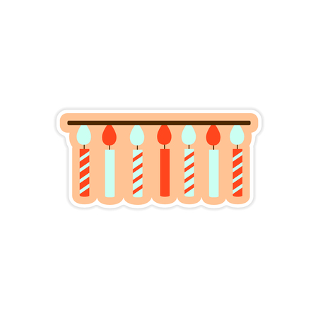 stylish paper sticker on white background garland candlesのイラスト素材