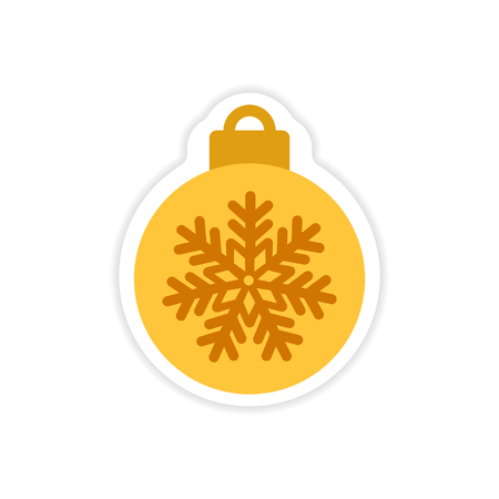 paper sticker on white background Christmas ballのイラスト素材