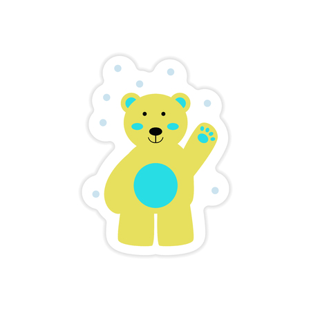 paper sticker on white background northern bearのイラスト素材
