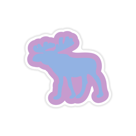 paper sticker on white background Arctic mooseのイラスト素材