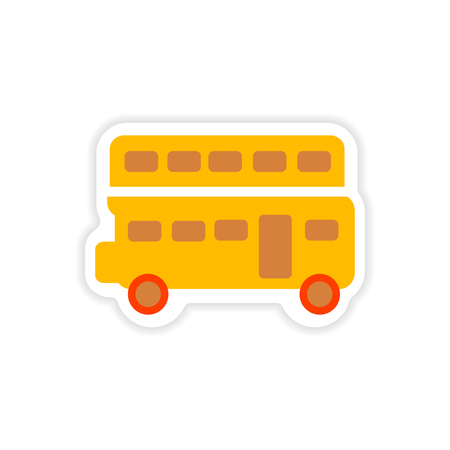 paper sticker British double-decker bus on white backgroundのイラスト素材