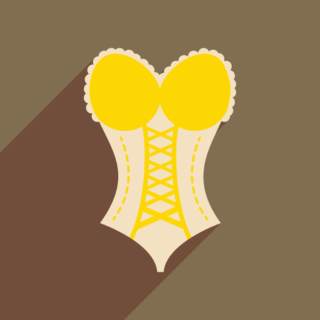 Flat icon with long shadow  Woman corsetのイラスト素材