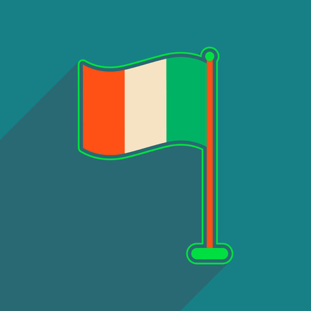 Flat web icon with long shadow flag of Irelandのイラスト素材