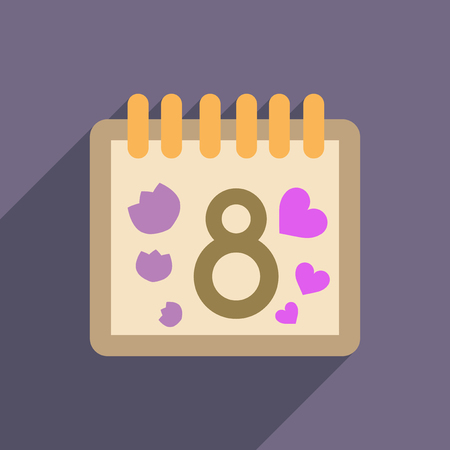 flat icon with long shadow  Women's Day Calendarのイラスト素材