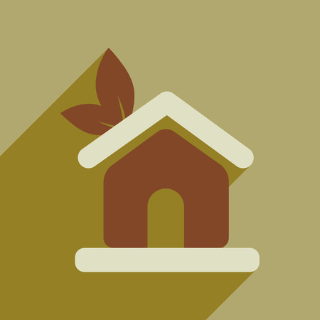 Flat web icon with long  shadow Eco-houseのイラスト素材
