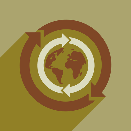 Flat web icon with long  shadow Earth arrowsのイラスト素材