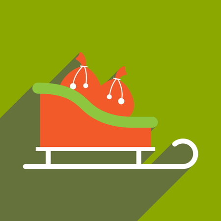 flat icon with long shadow sleigh giftsのイラスト素材