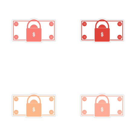 Stylish assembly sticker on paper bill and lockのイラスト素材