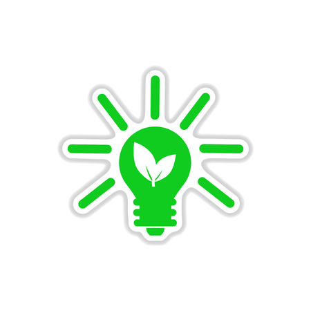 paper sticker on white background eco light bulbのイラスト素材