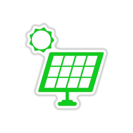 paper sticker on white background solar batteryのイラスト素材