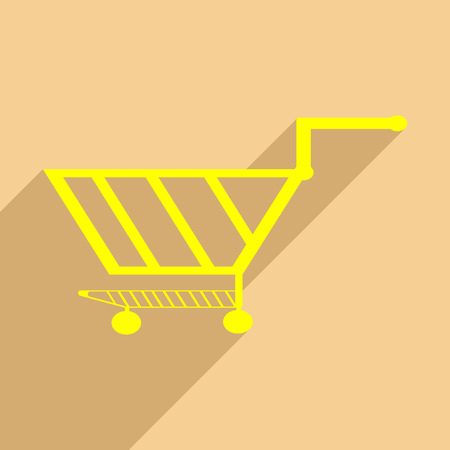 Flat with shadow icon and mobile application trolleyのイラスト素材