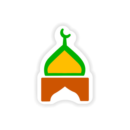 paper sticker Indian temple on white backgroundのイラスト素材