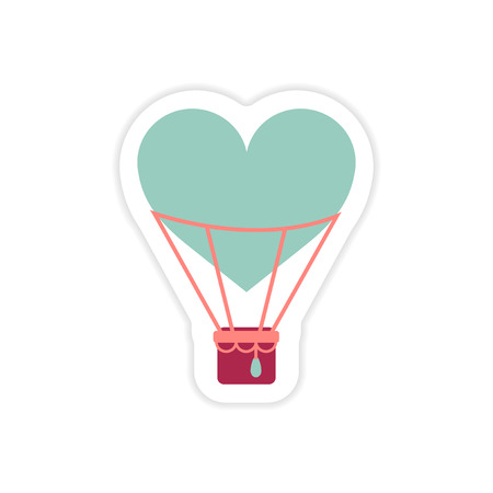 paper sticker on white background heart air balloonのイラスト素材
