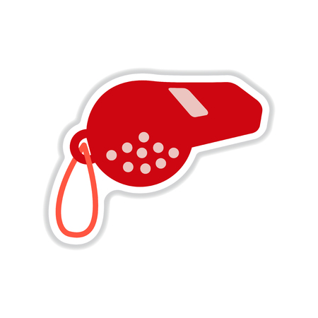 Paper sticker on white background whistleのイラスト素材
