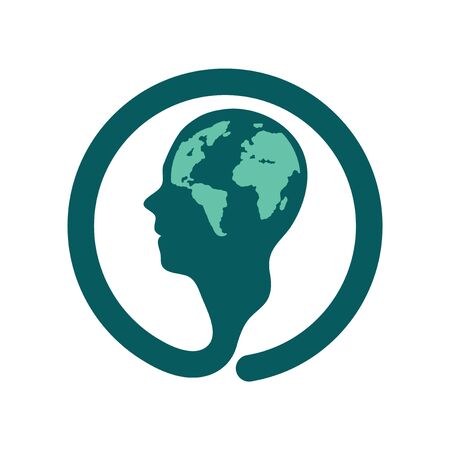 Flat web icon on white  background eco thinkingのイラスト素材