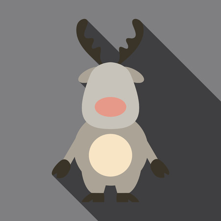 Flat icon with shadow Christmas deerのイラスト素材
