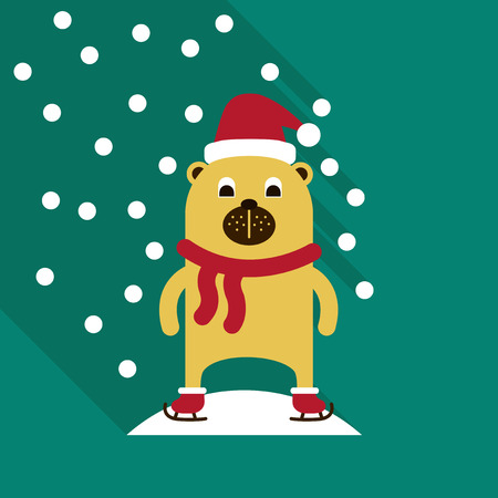 Christmas teddy bear with lollipop. Santa's hat. New Year's gift. Skying bearのイラスト素材