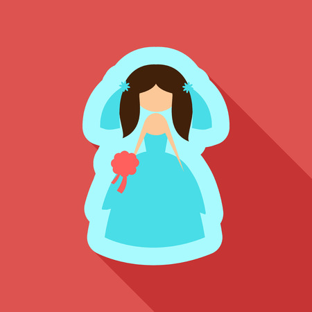 Vector of a beautiful woman in a wedding dress, invitation or flyer template for the bride show Beautiful woman in a wedding dress. Bride with bridal bouquetのイラスト素材