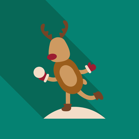 Cute cartoon deer with horns illustration.のイラスト素材