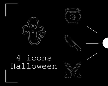 Collection of 4 halloween icons. Vector illustration in thin line styleのイラスト素材