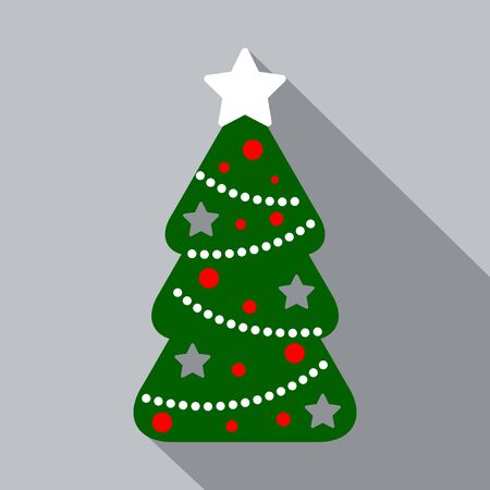 Flat icon with shadow christmas treeのイラスト素材