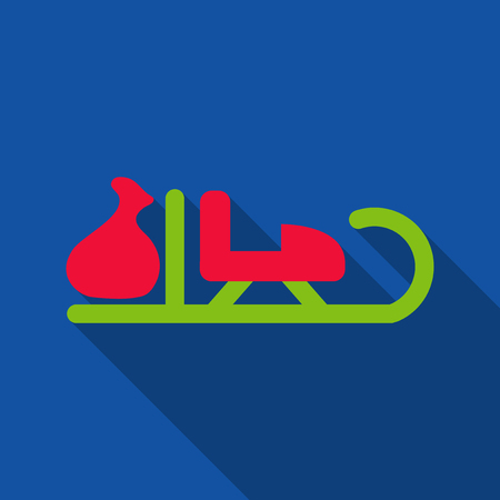 Flat Icon with shadow sleigh with gifts vector illustrationのイラスト素材