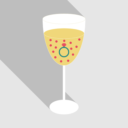 wine glass icon with wedding ringのイラスト素材