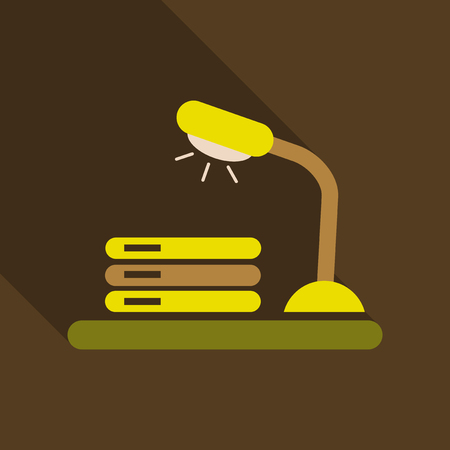 Vector drawn lamp stand on table and near three booksのイラスト素材