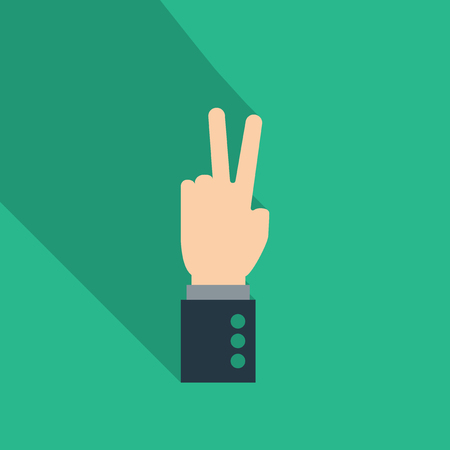 hands icon with two fingers open symbol. hand gestures with shadow. Good dealのイラスト素材