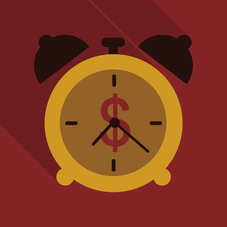 Alarm clock wake-up time isolated on background in flat style. Vector illustrationのイラスト素材