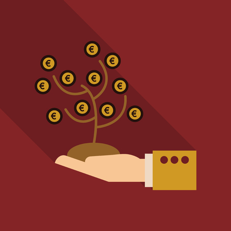 money tree in flat style with shadowのイラスト素材
