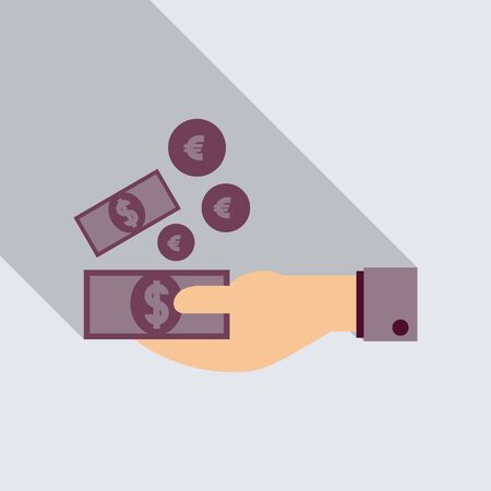 payment hand cash icon in flat style with shadowのイラスト素材
