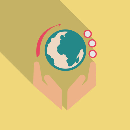 hands holding globe earth web icon. save earth concept vector illustrationのイラスト素材