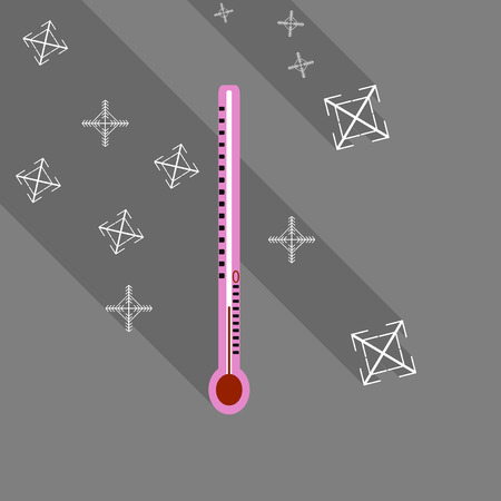 Frozen thermometer on a grey backgroundのイラスト素材