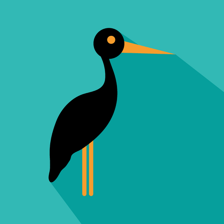 Stork in cartoon  flat style illustration with shadowのイラスト素材