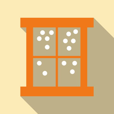 winter snowy window, christmas or new year background with four parts for your text, vector illustrationのイラスト素材