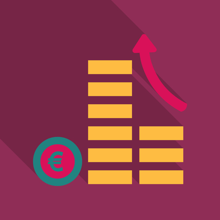 Cash flow graph. Market growth concept. Vector illustration of big stacked pile of cash. Modern currency concept profit growth.のイラスト素材
