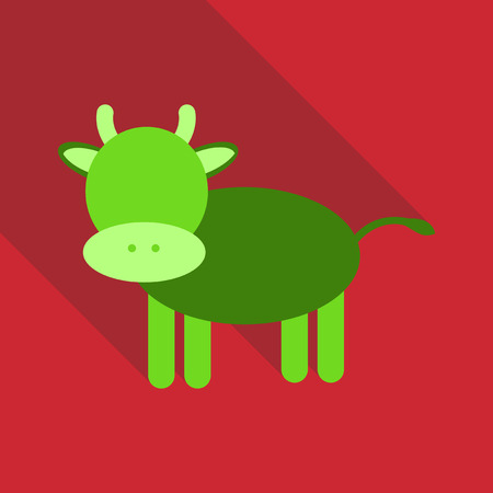 Vector flat style illustration of cow. Isolated on color background. Icon for web.のイラスト素材