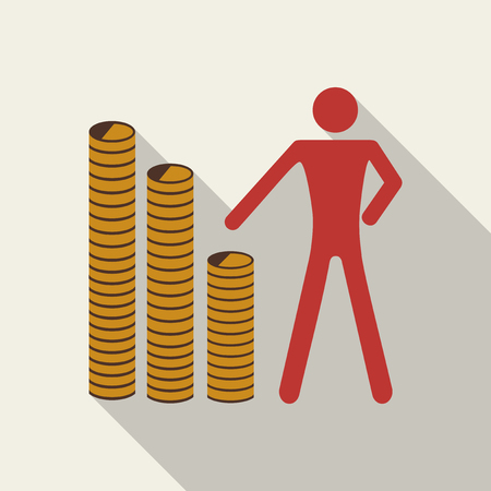 Businessman has money in flat style with shadow.のイラスト素材