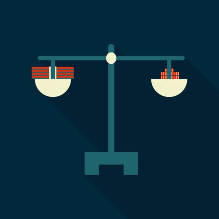 Scale with money and bill icon with shadow in flat styleのイラスト素材